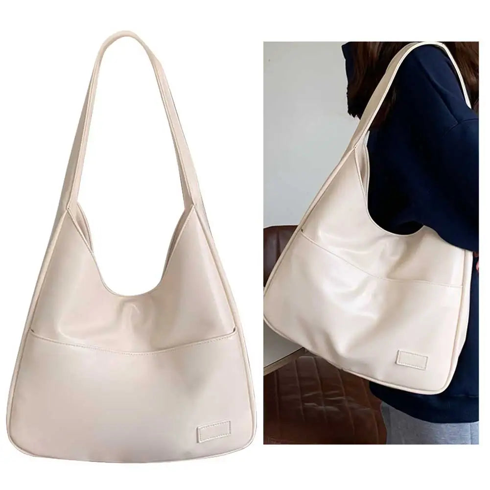 Women PU Leather Shoulder Bag Casual Retro Tote Handbag Large Capacity Top Handle Bag Satchel Armpit Bag Fall Winter Bag