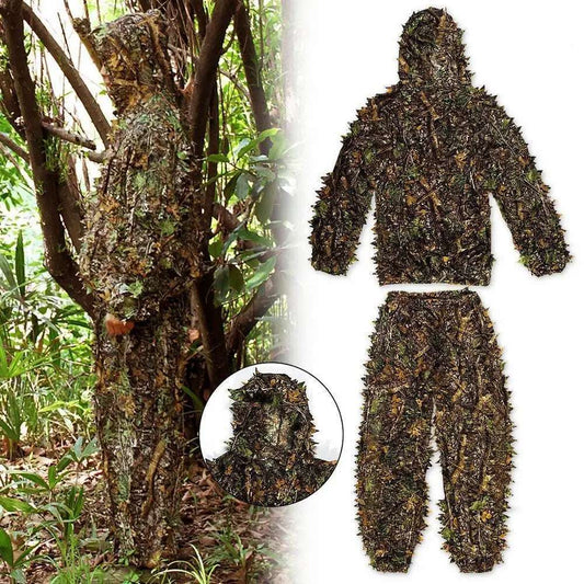 Tactical Outdoor Ghillie Suit Camouflage Clothes Jungle Suit CS Training Leaves Clothing Suit Pants Hooded Jacket