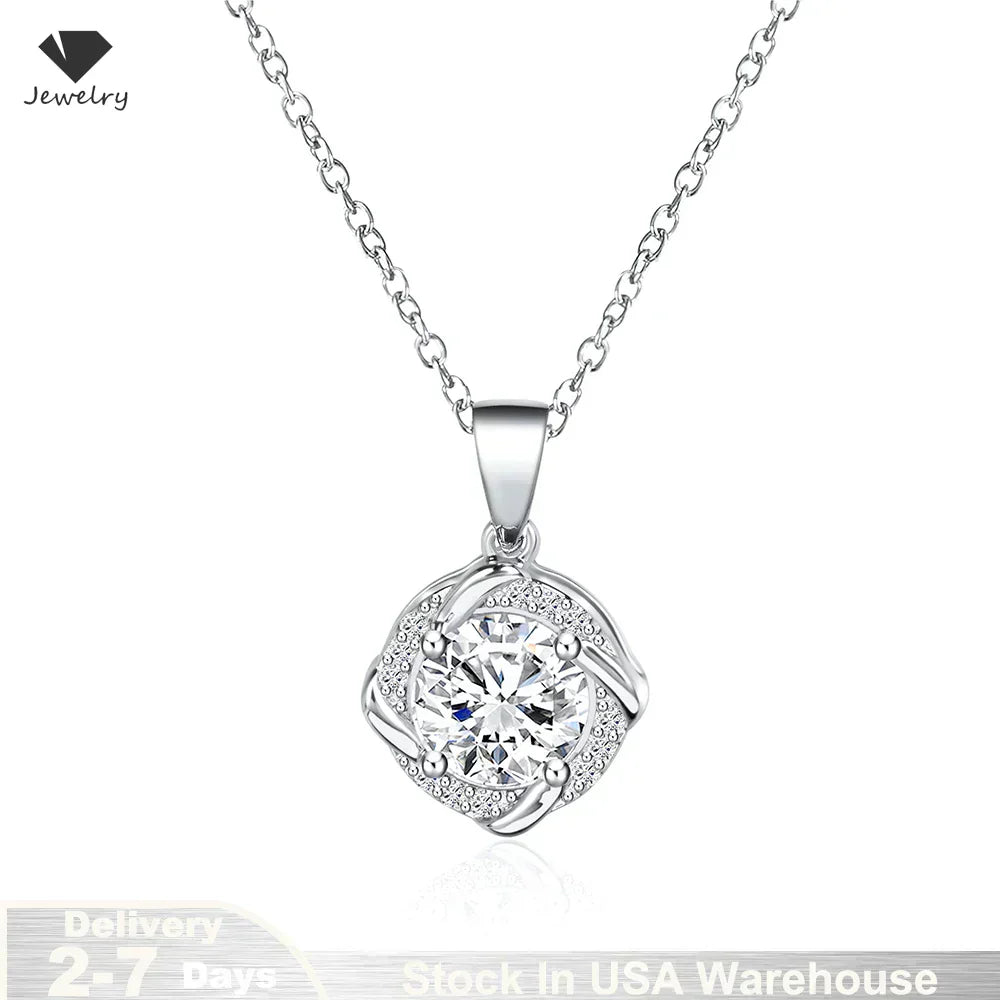 925 Sterling Silver Moissanite Windmill Pendant Necklace - Clavicle Chain For Wedding Engagement Proposal Birthday