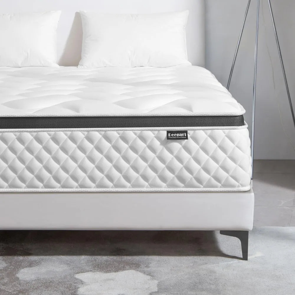 Queen Mattress,12Inch Queen Size Mattress In A Box,Gel Memory Foam And Innerspring Hybrid Mattress With Individual Pocket Spring