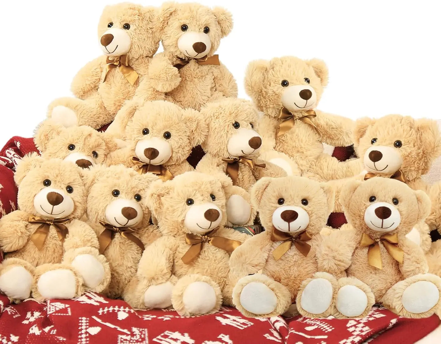 Morismos 12-Pack 14" Teddy Bears Bulk | Soft Stuffed Animals For Kids, Parties & Gifting