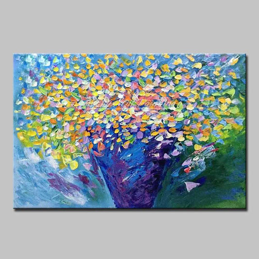 Arthyx Art Hand Painted Thick Flower Oil Painting Modern Abstract Wall Art Canvas, Picture Poster For Living Room, Home Decoration