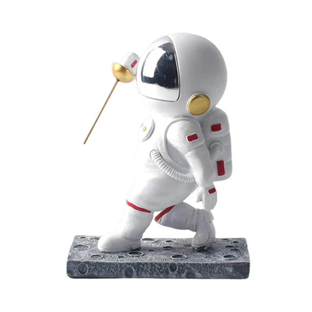 Fencing Defend Astronaut Ornament Creative Chic Craft Statue Art Fade Resistant Decorations for TV Cabinet Porch Liquor Cabinet