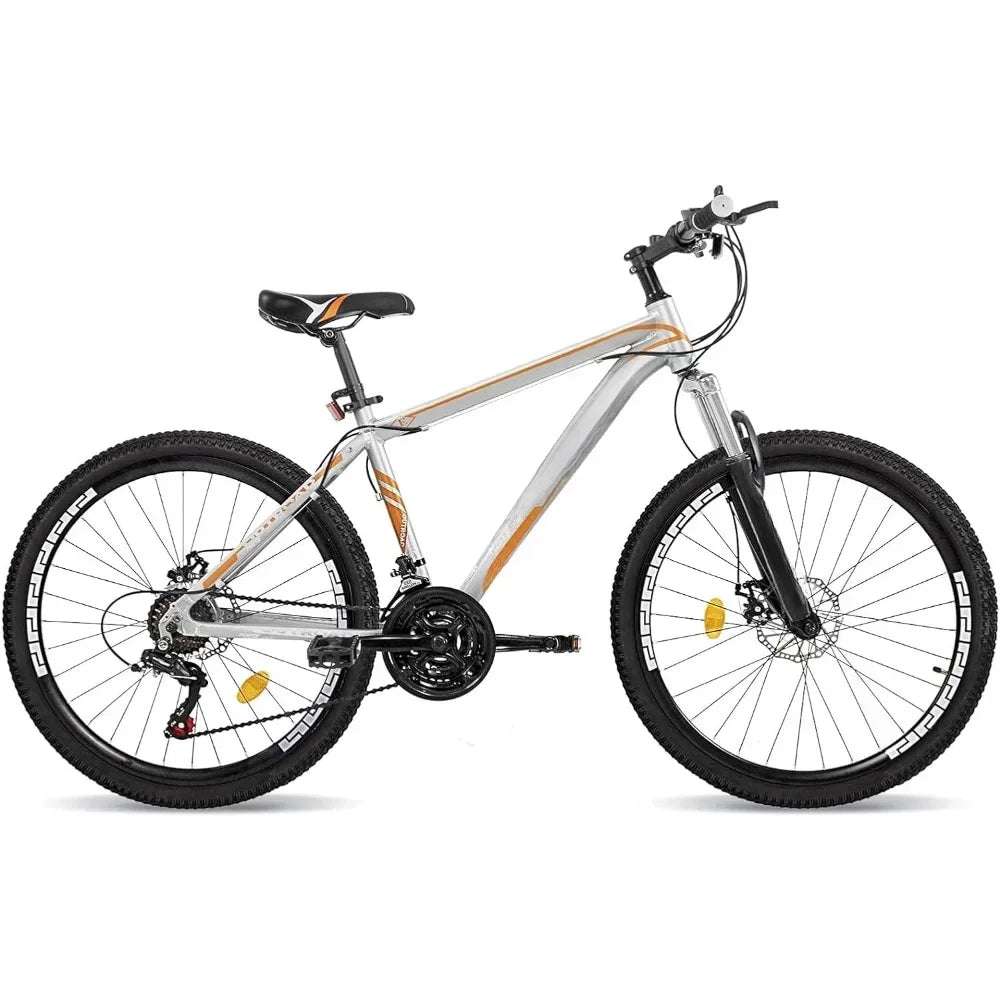 26 " Mountain Bike, Aluminum Frame, 21-Speed Dual Disc Brake Bicycle with Lock-Out Suspension Fork, Nomal Wheels Bicycles
