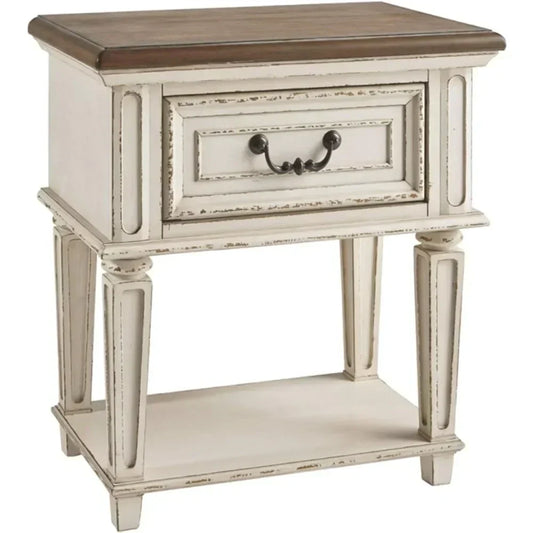 Signature Design by Ashley Realyn Traditional Cottage 1 Drawer Nightstand with Dovetail Construction & Open Display Shelf