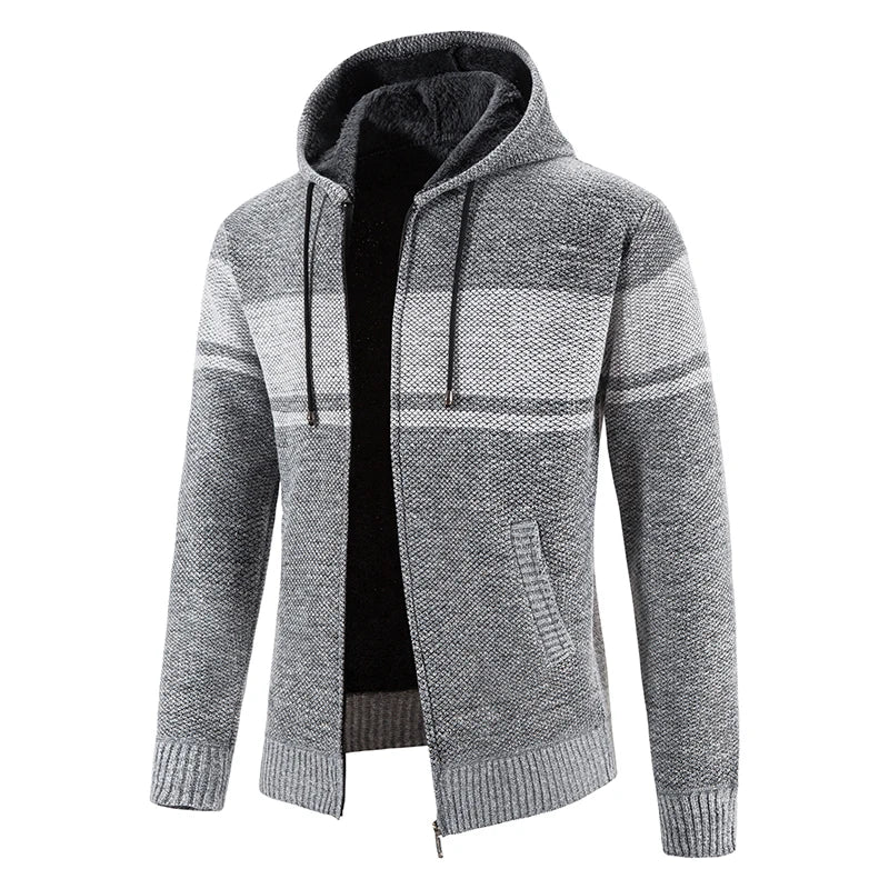 Male Knitted Casual Jackets With Hood Men's Sweater Coat Y2K Hoodies Korean Streetwear Baseball Jumpers Jersey Top Clothing