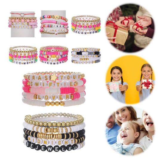5 Pcs Album Inspired Bracelet with Clay Bead for Taylor Fans Bracelet Gifts Set Album Bracelets for Teen Girls Music Lovers Fans