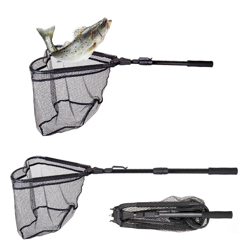 Telescopic Fishing Landing Net Aluminum Alloy Folding Fly Fishing Net Catch And Release Net For Carp Fishing Catching Releasing