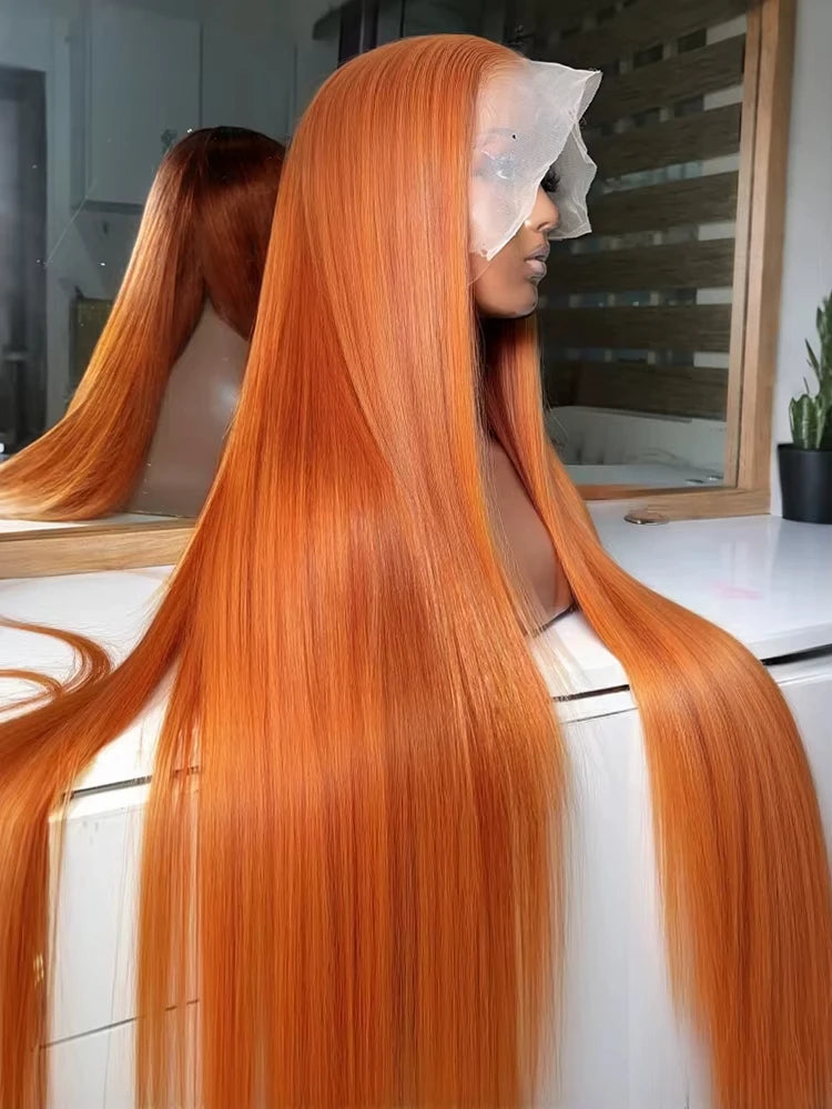 250 Density Ginger Hd Lace Wig 13X6 Human Hair Wig Straight Hd Lace Frontal Wig 13X6 100% Brazilian Pre Plucked Wigs For WoMen Ï»¿