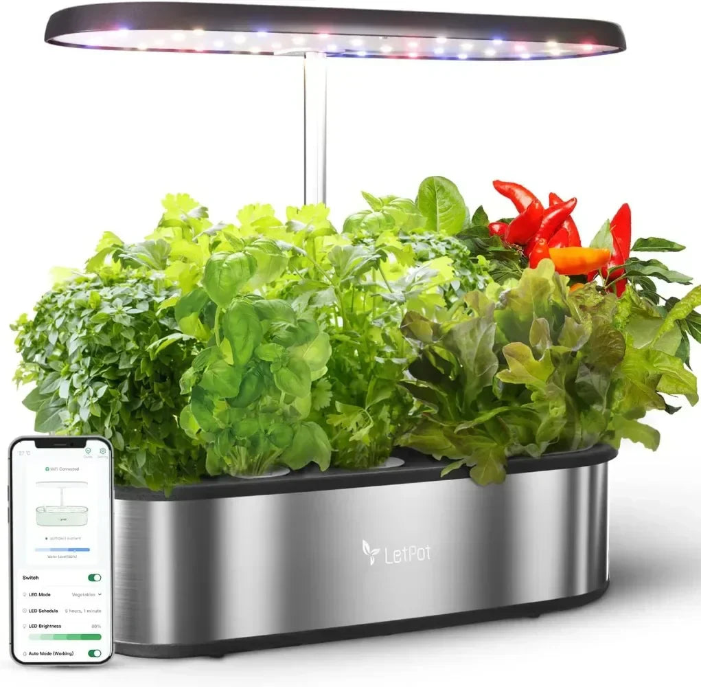 12 Pods Smart Herb Garden Kit Indoor, Indoor Garden, APP & WiFi Controlled, with 24W Growing LED, 5.5L Water Tank, Pump System