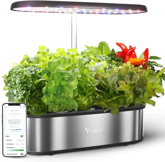 12 Pods Smart Herb Garden Kit Indoor, Indoor Garden, APP & WiFi Controlled, with 24W Growing LED, 5.5L Water Tank, Pump System