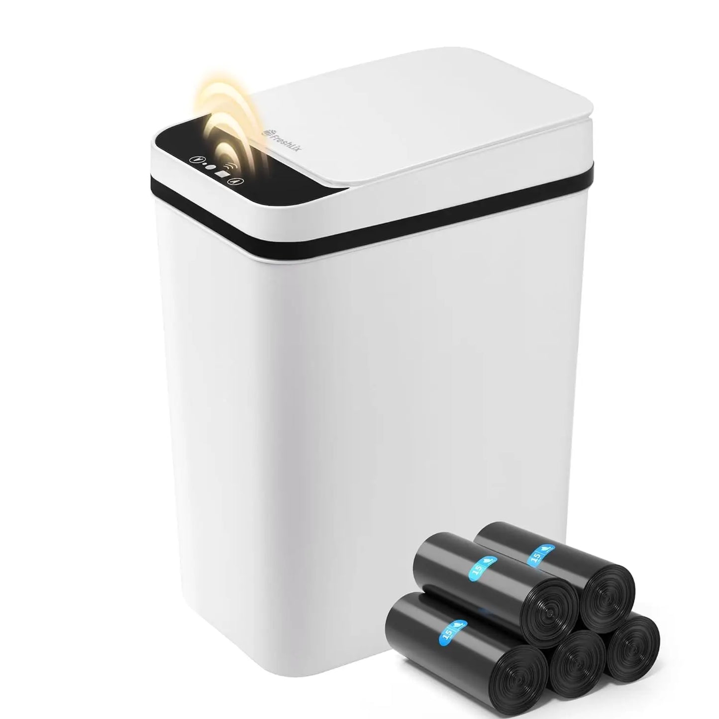 4 Gallon Touchless Motion Sensor Trash Can, Waterproof Smart Garbage Bin For Bathroom Bedroom Office Halloween Decoration, White