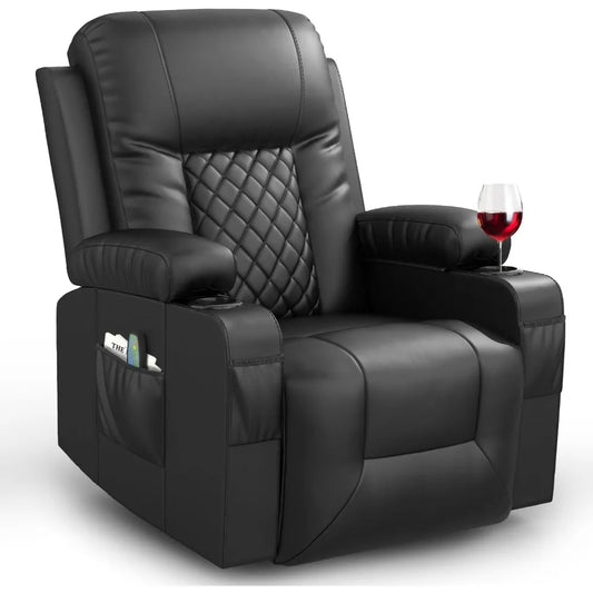 Recliner Chairs for Adults, Massage Rocker with Heated Modern Ergonomic Lounge 360 Degree Swivel Single Sofa