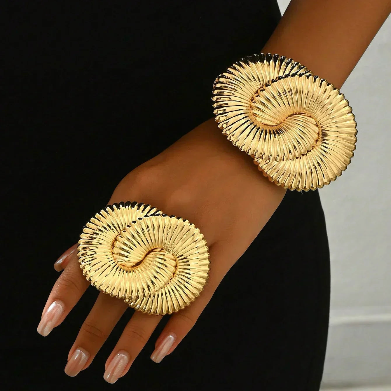 Lxalry Black & G Armor Duo, Electroplated Iron Bracelet & Ring, Handmade Industrial Chic, Gift For Everyday Edge To Dark Glam