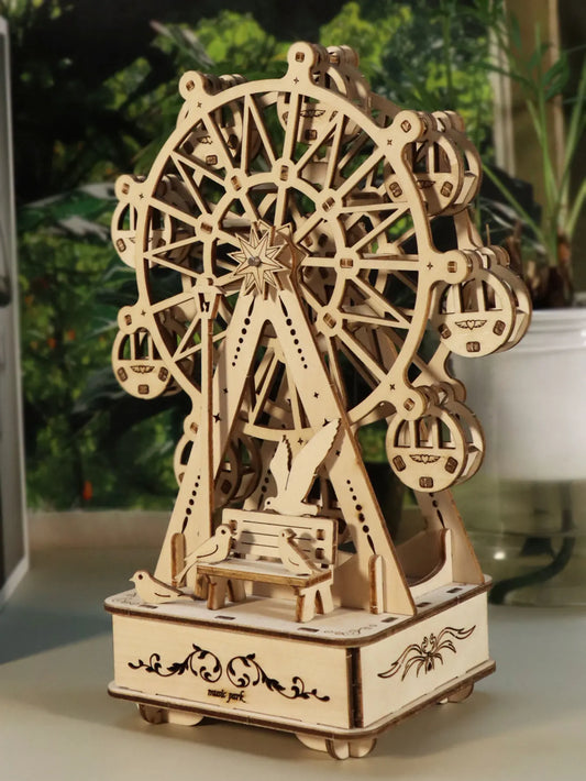 3D Wooden Puzzles for Adults Ferris Wheel Music Box Handmade DIY Crafts Model Kits for Women Birthday And Christmas Gifts