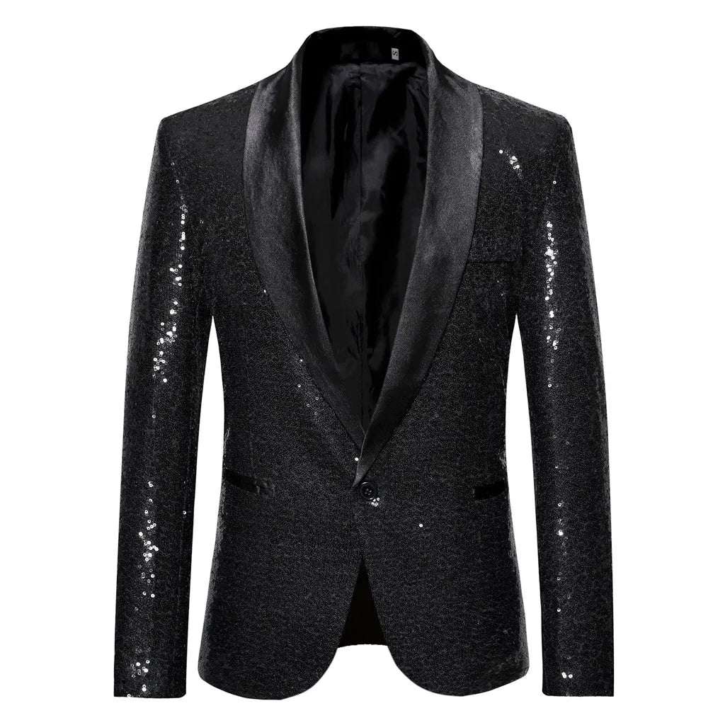 G Black Sequin Blazer Men Blue Silver Red Sparkly Glitter DJ Blazer Jacket Wedding Party Dress Suit Stage Clothes for Singers