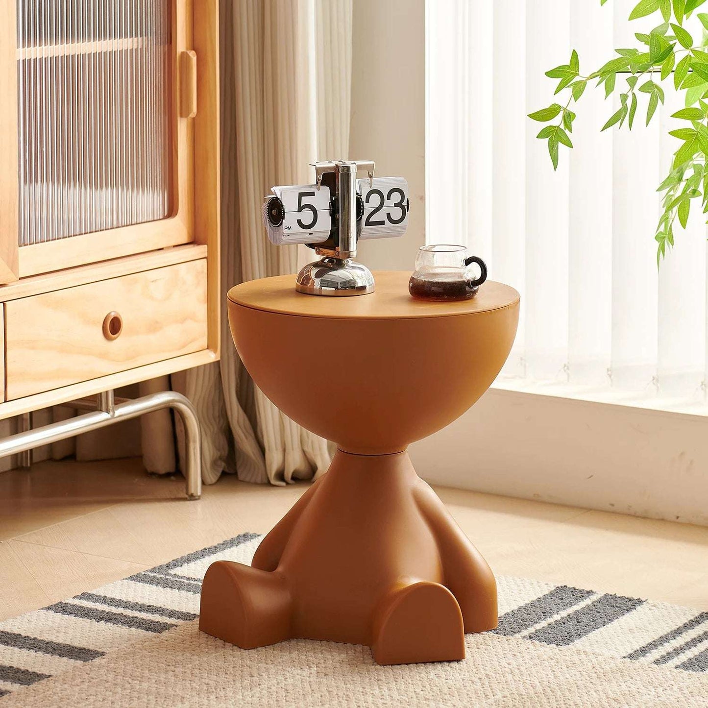 Small Flat Head Coffee Table Cream Style, Home Living Room Sofa Side Table , Round Side Table