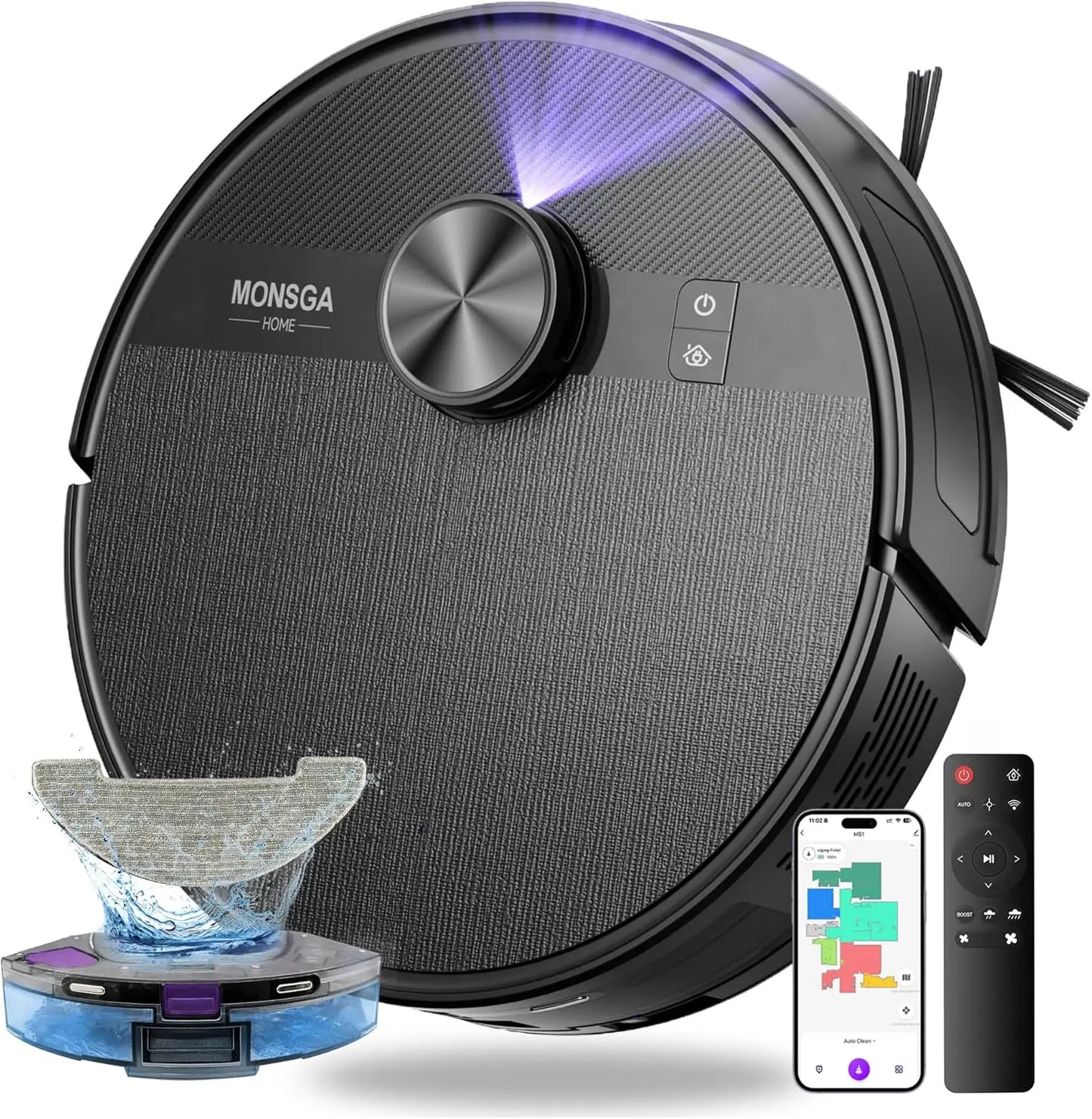 7000Pa Robotic Vacuum Mop Combo With Lidar Navigation, 180Min Runtime, App/Voice Control For Hard Floors And Carpets