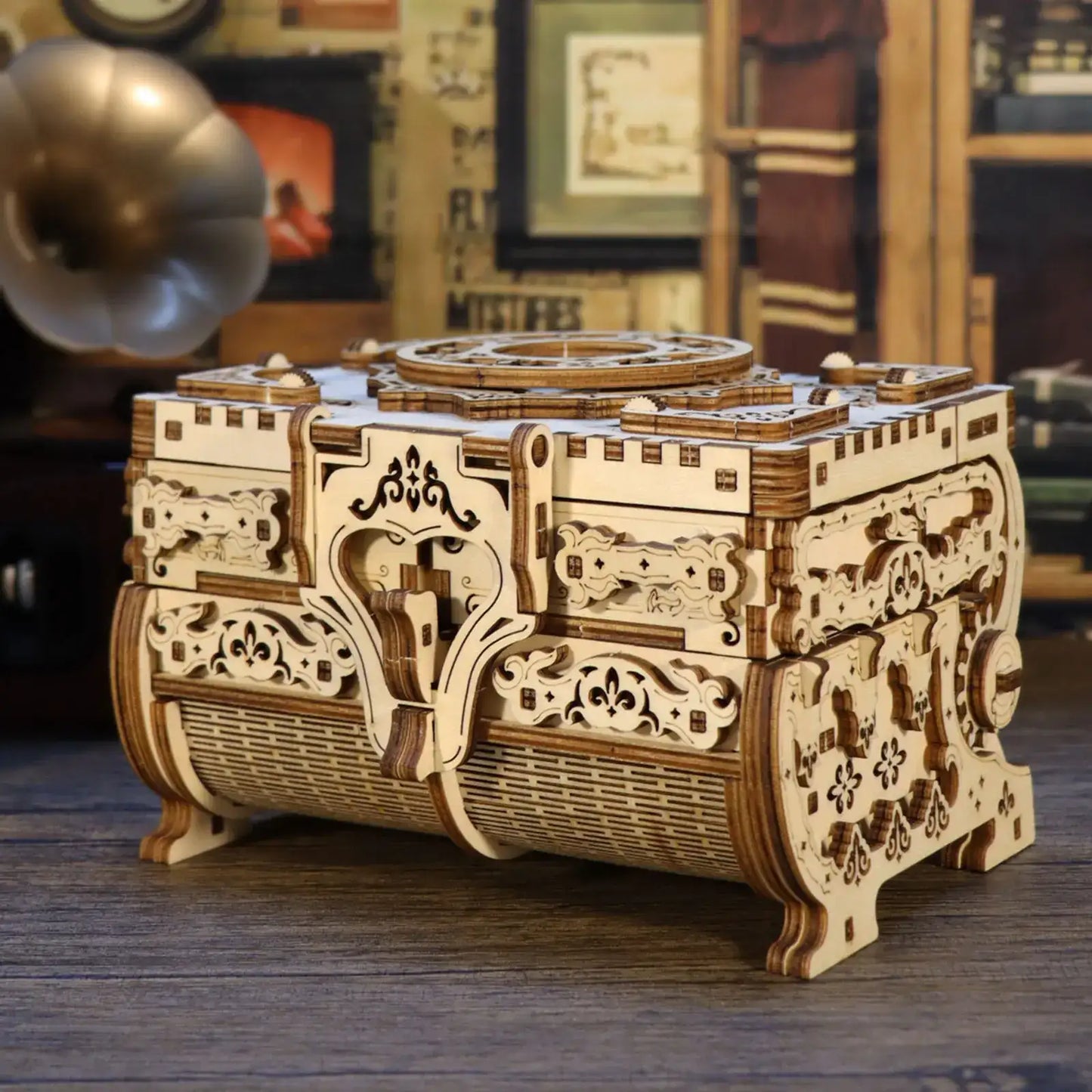 3D Wooden Puzzle Model Kits Antique Jewel Box Diy Home Decoration Model Birthday Or Christmas Gifts