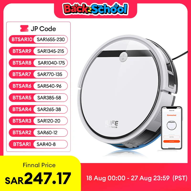 Ilife V3X/V7S Plus Vacuum Cleaner Robot ,120Mins Automatic Charging,Home Appliance,For Sweeping Mopping Smart Home Clean