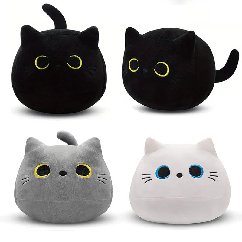 10/30CM White Black Cat Plush Toys Soft Pillow Kawaii Kitten Cat Cartoon Stuffed Animals Cushion Decoration Pendant Gift