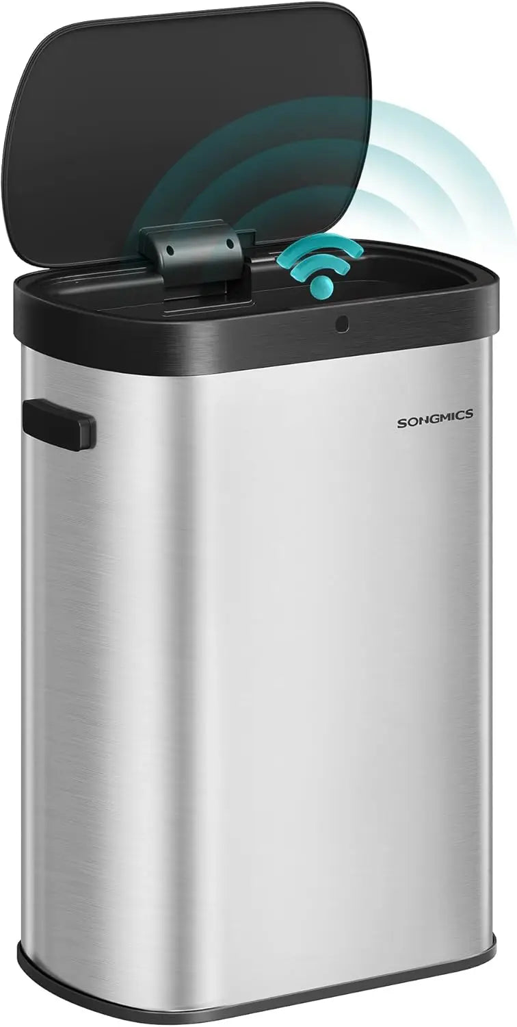 Motion Sensor Trash Can, 13-Gallon (50 L) Automatic Garbage Can With Soft Close Lid, Stainless Steel, Wave Or Touch To Open