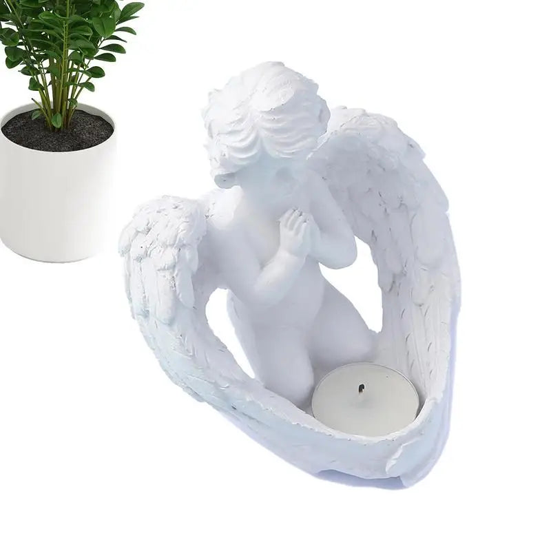 Resin Angel Candle Holder Angel Collection Figurine Angel Statue Tealight Candle Holder Gifts Desktop Tealight Stand Ornaments