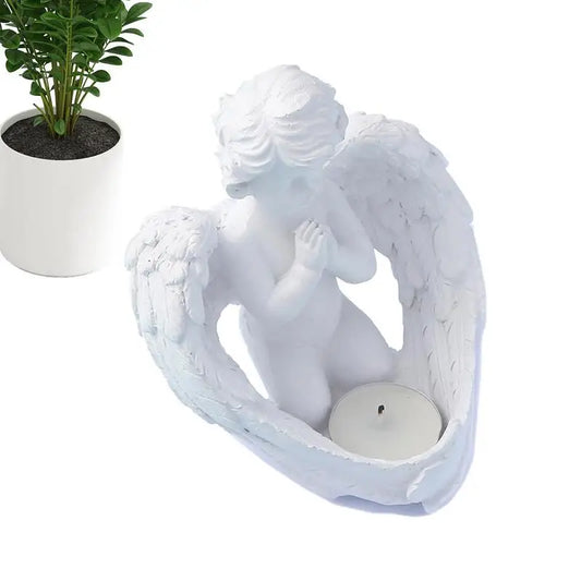 Resin Angel Candle Holder Angel Collection Figurine Angel Statue Tealight Candle Holder Gifts Desktop Tealight Stand Ornaments