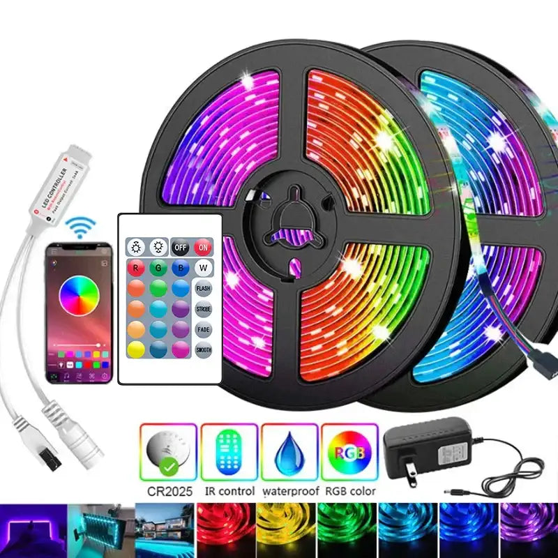 30leds/m 5050 Led Strip 5M LED Strip Light led ribbon 15M 20M 30M rgb led diode tape Bluetooth Controller Power adapter for Home