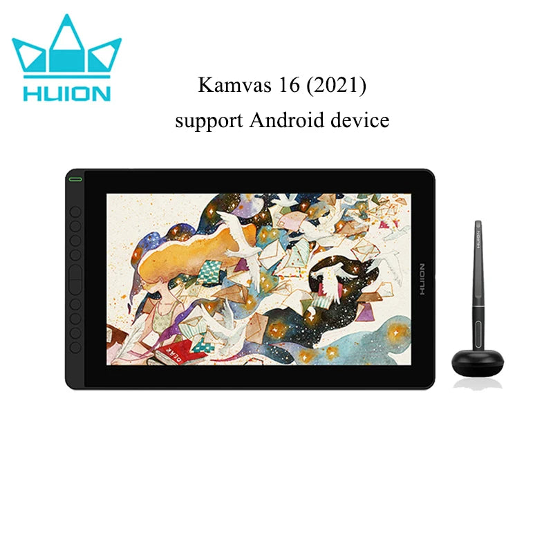 Huion Kamvas 16 Graphics Drawing Tablet With Screen Full-Laminated 15.6 Inch Pen Display Battery-Free Stylus For Mac Linux