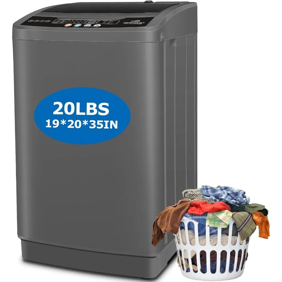 Compact 20Lbs Capacity Portable Washing Machine With 2.8Cu.Ft Washer And Dryer Combo Featuring 10 Wash Programs And 8 Water Lev