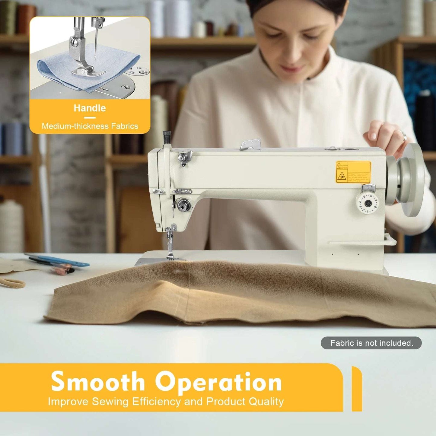 3000 Stitch/Min Industrial Sewing Machine Heavy Duty Cast Iron, 5.5 to 13mm Stitch for Thick Fabrics