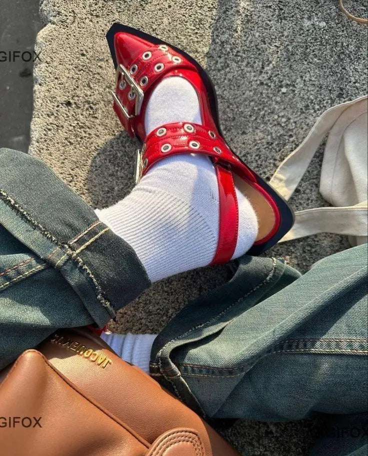 Mary Jane Shoes For Women Pointed Toe Buckle Strap Slip On Slingback Pumps Spring Fashion USA Essentials Comfortable Low Heel