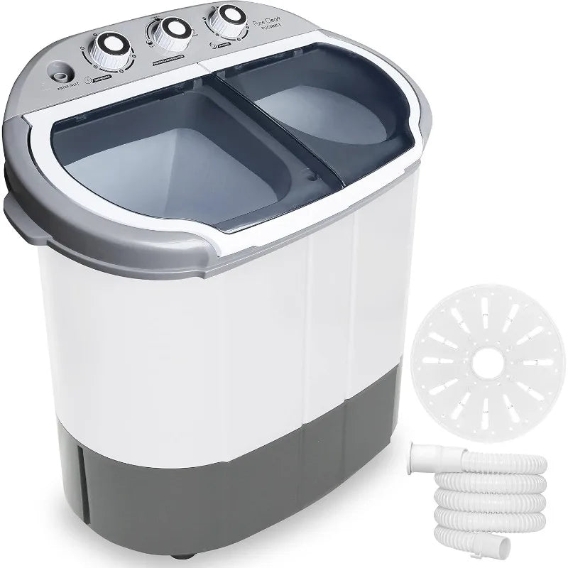 Pyle Compact Home Washer & Dryer, 2 In 1 Portable Mini Washing Machine, Twin Tubs, 11Lbs. Capacity, 110V, Spin Cycle W/Hose