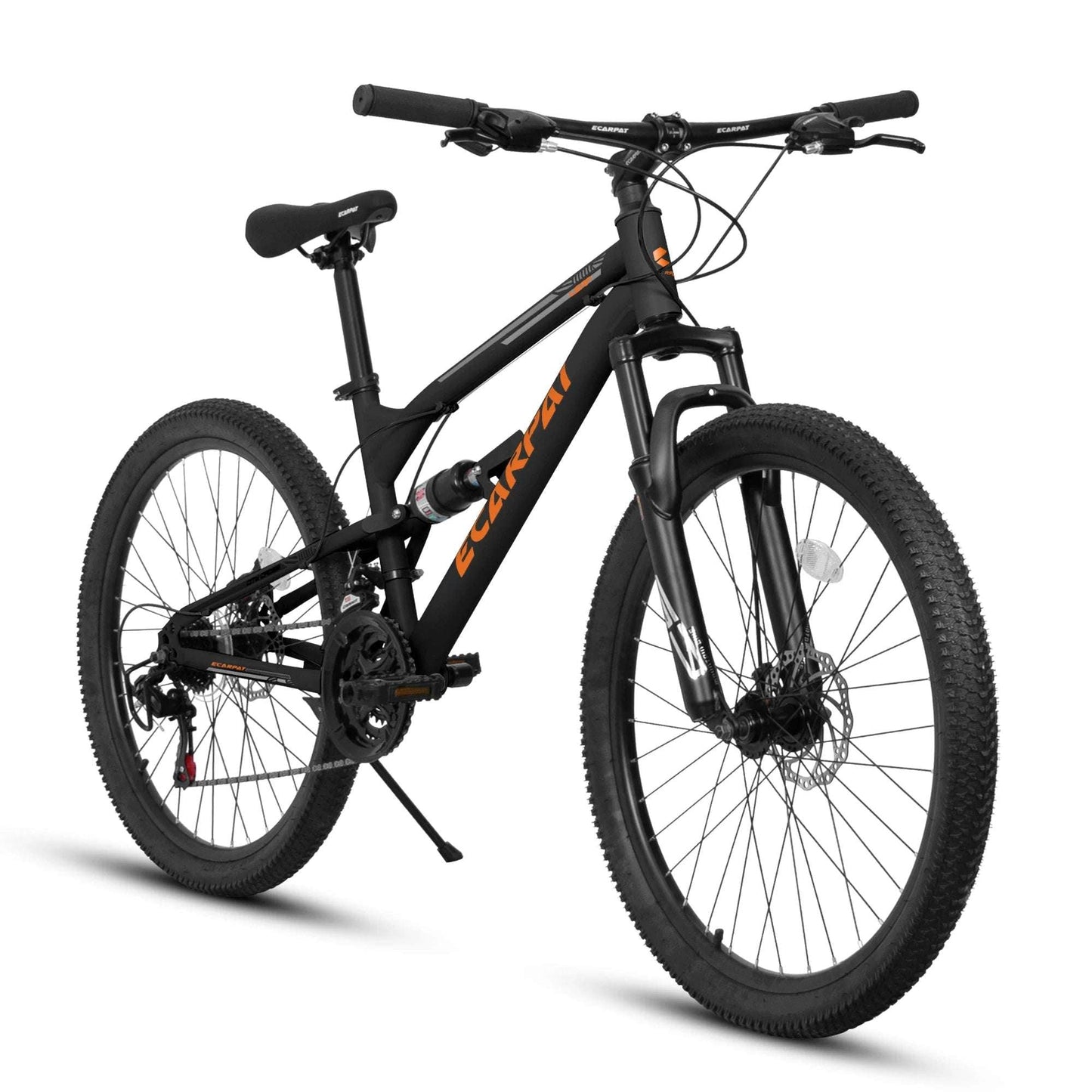 Mountain Bike 26 " Wheel, Dual Full Suspension 21-Speed Disc Brakes Thumb Shifter, Carbon Steel Frame Mountain Bike