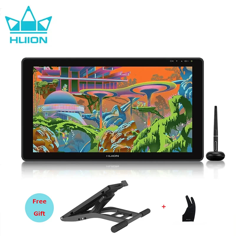 21.5 Inch Huion Kamvas 22 Graphics Tablet Pen Display Full Lamination Screen 1200:1 Contrast Ratio 120%~140% Srgb Gamut