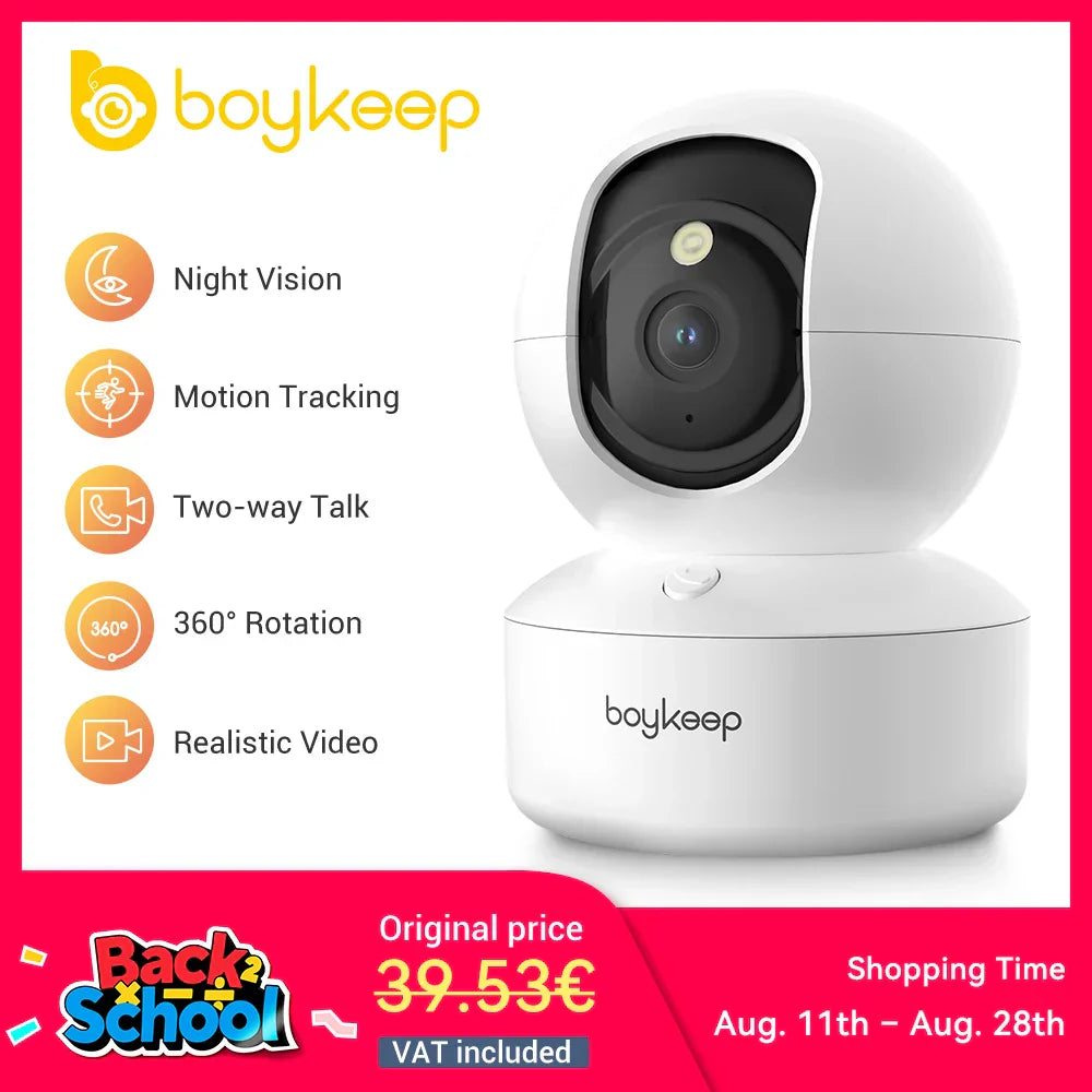 BoyKeep 3MP 5G/2.4GHz WiFi Indoor Home Security IP Smart Baby Monitor Camera Automatic Tracking 24/7 Video Surveillance Camera