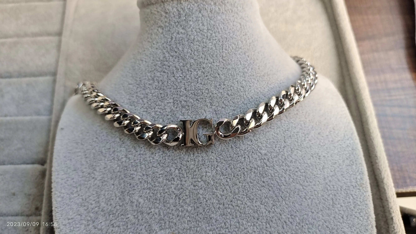 Doremi 8Mm Cuban Chain Initial Letters Necklace