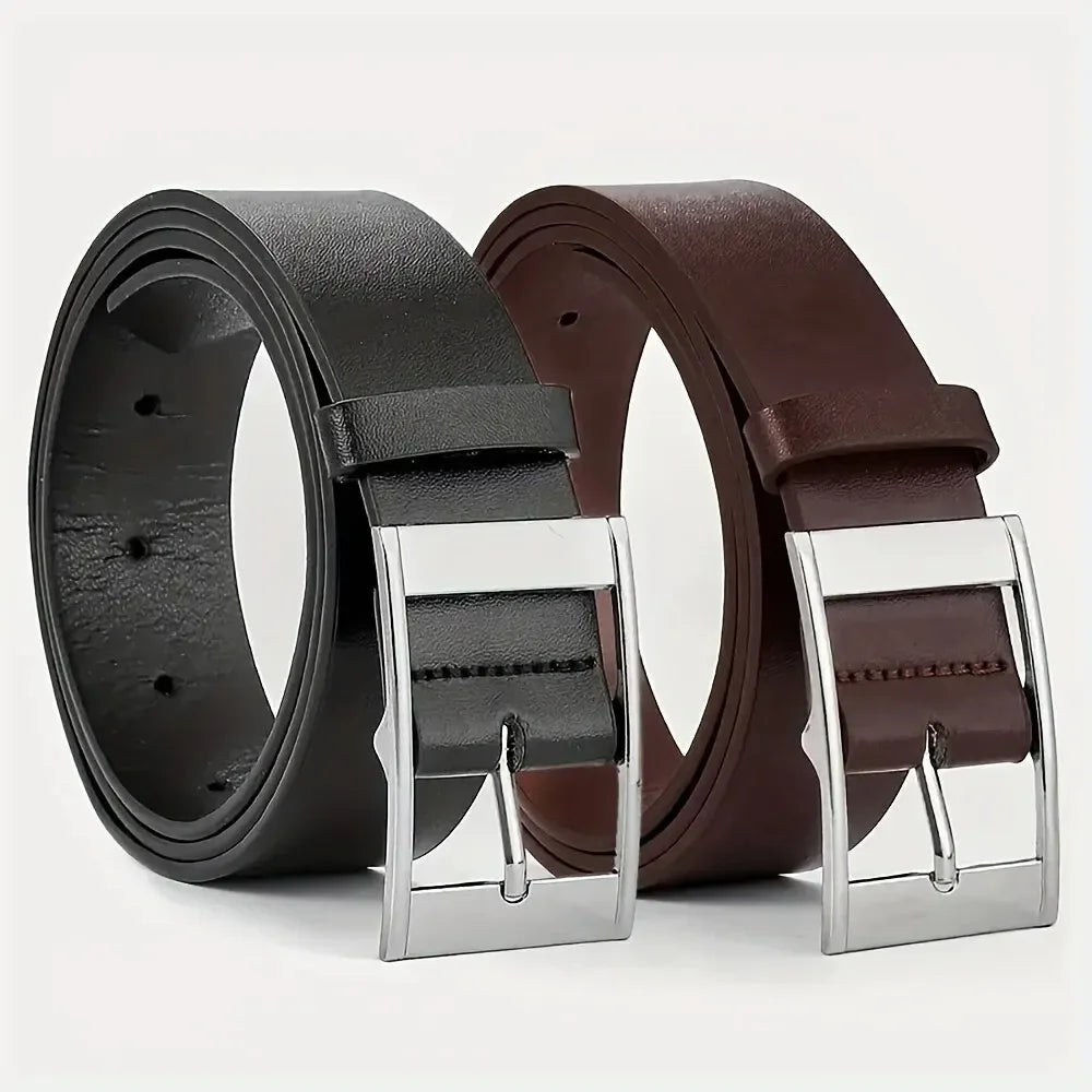 Men'S Pu Leather Belt With Metal Pin Buckle - Designer Style Waist Strap For Jeans