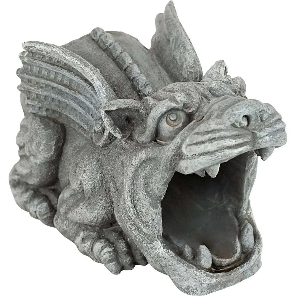 Roland the Gothic Gargoyle Gutter Guardian Rain Downspout Extension Outdoor Statue, 10 Inch Long, Cast Stone Resin
