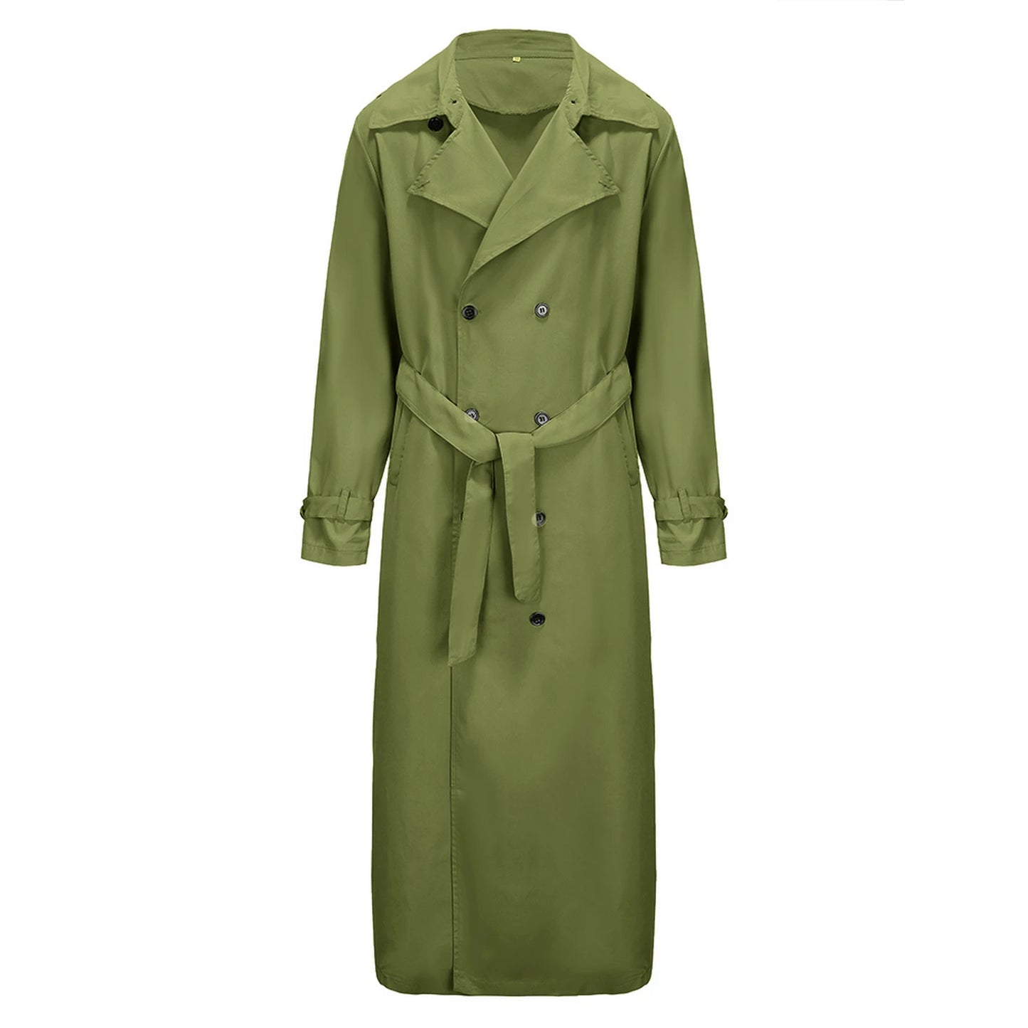 Men'S Classic Wool Blend Trench Coat - Removable Belt, Notched Lapel Collar, Warm Winter Overcoat