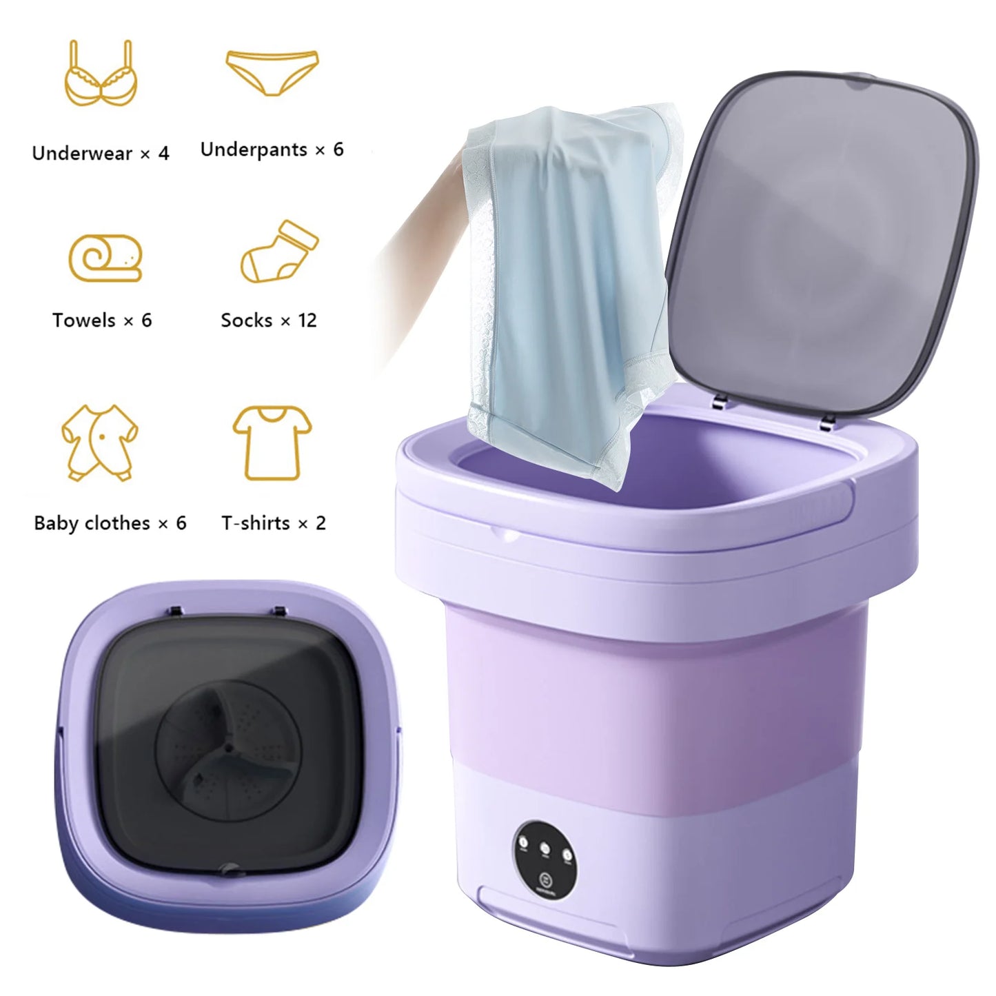 10L Portable Foldable Washing Machine With Spin Dryer For Socks Underwear Panties Small Washer Household Mini Washing Machine