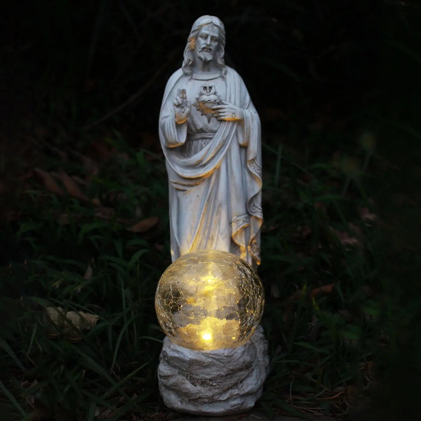 Jesus Statue Outdoor Decor Solar Lights Religious Garden Statue Blessed Father Outdoor Figure For Home Garden Decor Gift For Men
