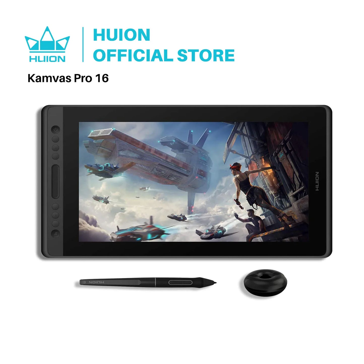 Huion Graphic Monitor Kamvas Pro 16 Drawing Tablet Screen 15.6 Inch Digital Tablets Draw Display With Battery-Free Stylus Pen