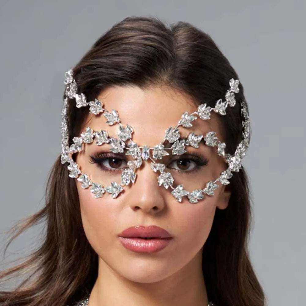 Carnival Mask Full Face Decoration Women Designer Rhinestone Halloween Fashion New Hair Jewelry Wedding Crystals Party