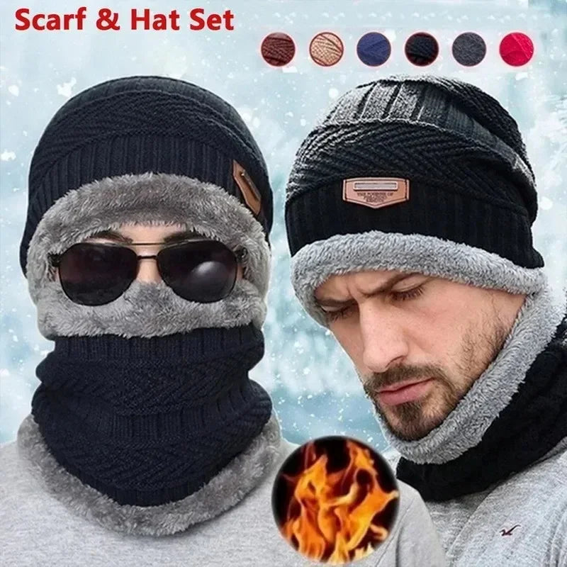 Winter Fleece Scarf Hats Thicken Plush Warm Beanies Wool Knit Caps Men's WoMen's Outdoor Cycling Ski Cold Protection Neck Mask Hat