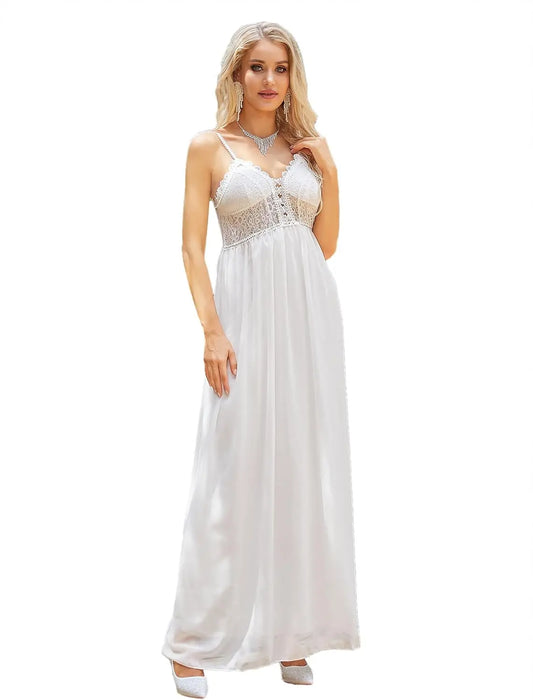 2025 New Women Spaghetti Straps Wedding Dress  Lace Chiffon Backless Long Boho Wedding Bridal Gowns Classic Cute Evening Dress