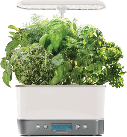 Indoor Garden Hydroponic System with LED Grow Light and Herb Kit Holds up to 6 Pods White