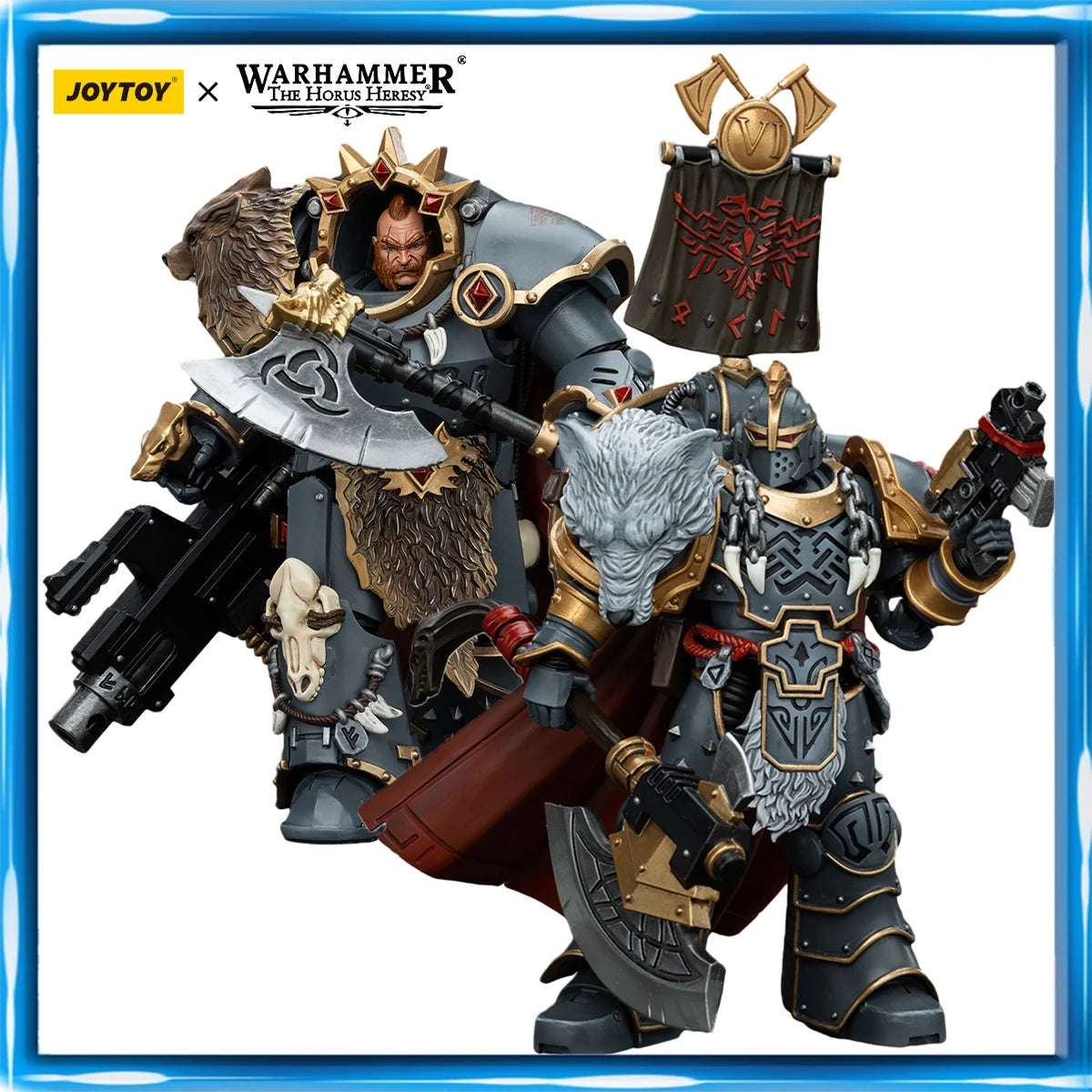 JOYTOY Warhammer 30K 1/18 Action Figure Space Wolves Legion PraetorHvarl Red Blade Anime figures Toys