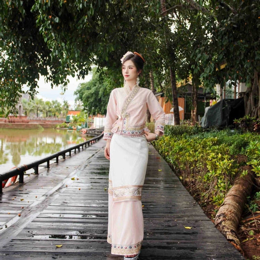2025 new dai ethnic traditional garment embroidery fashionable romantic thailand clothing literature art temperament tea clothes